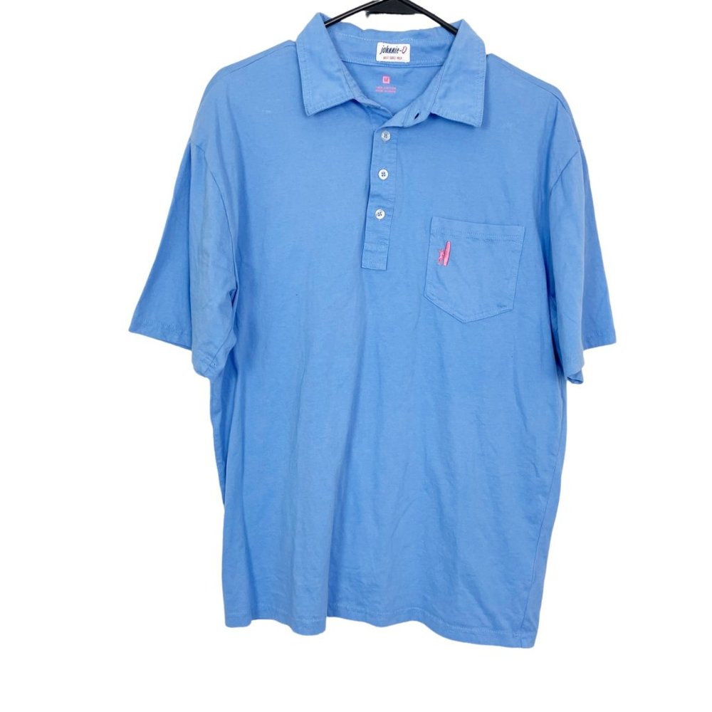 Johnnie-O Men's Sz M Blue Short Sleeve Collared Polo Shirt Summer Business